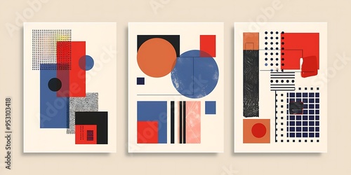 abstract background of art illustration framed in minimalism style swirl free form curve and line set on wall,