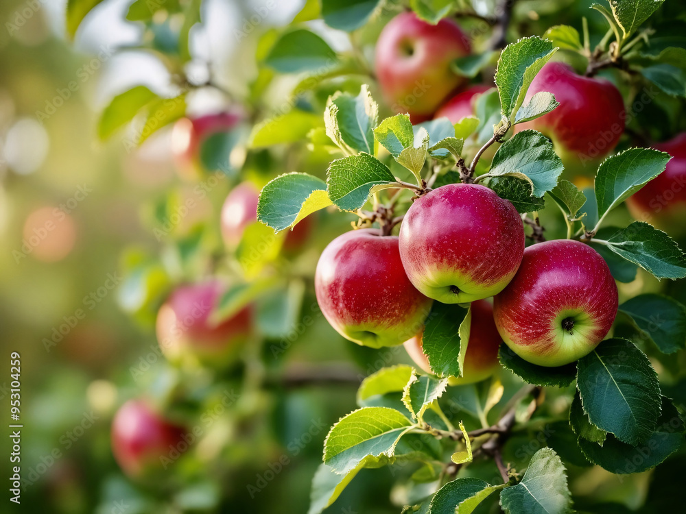 Red Green Realistic apple tree with apples cute orchard garden Red Green Realistic apple tree with apples cute orchard garden