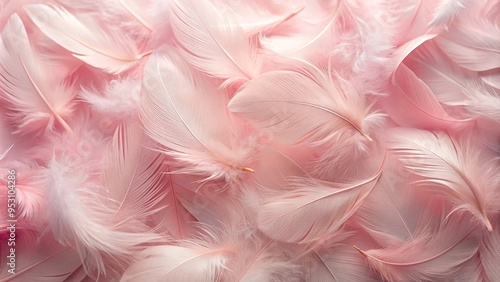 Fototapeta Naklejka Na Ścianę i Meble -  Soft pink swan feathers creating a delicate and dreamy texture background