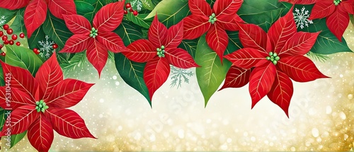 Christmas Poinsettias Background photo