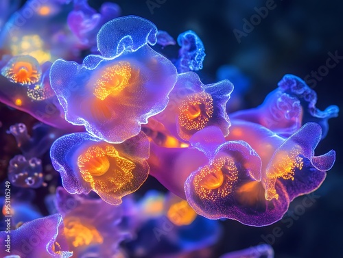 Jellyfish in the ocean, colorful underwater 