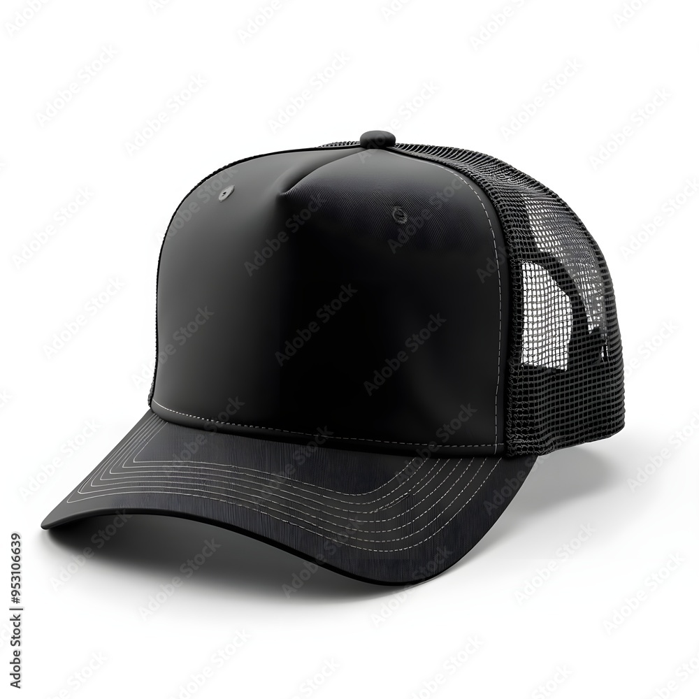 blank black trucker hat isolated on a white background blank black trucker hat isolated on a white background