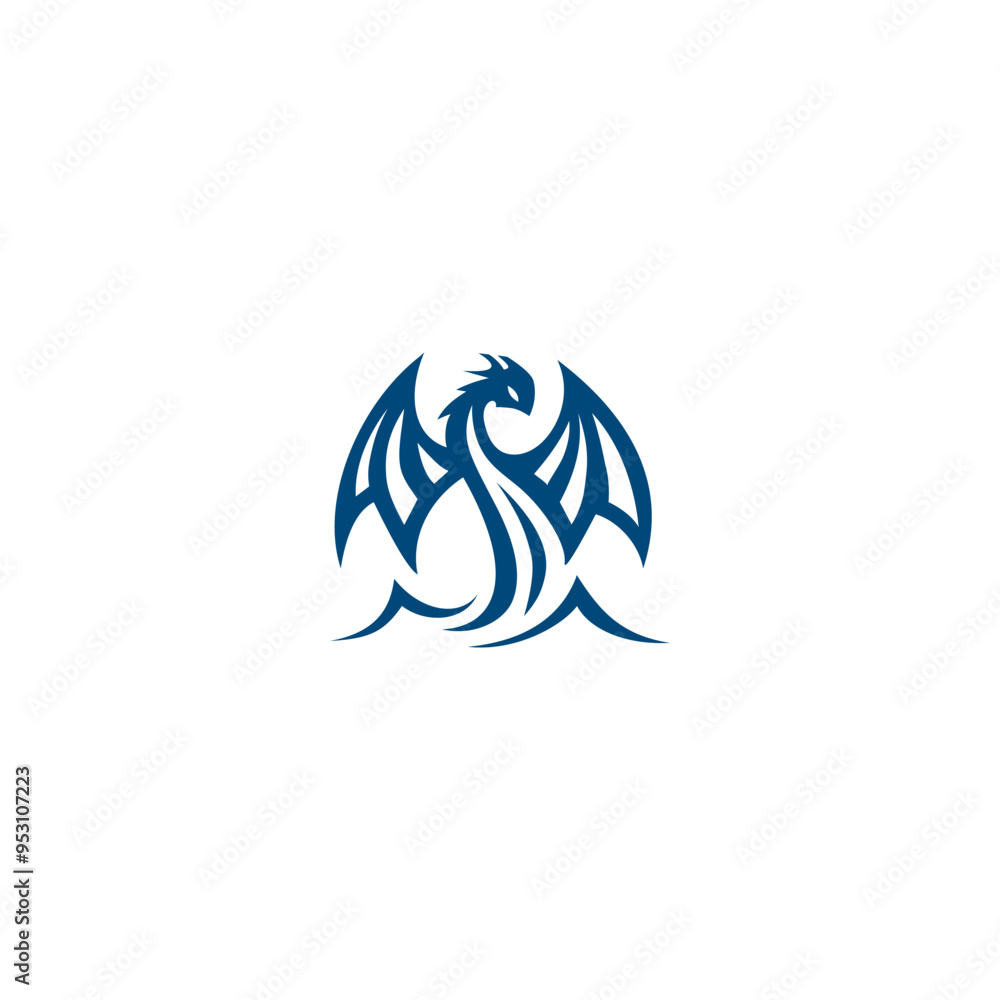 A water dragon logo, vector illustration.