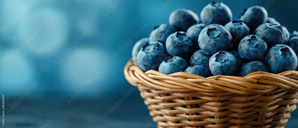 Freshly picked blueberries in a wicker basket, rich in brainboosting nutrients, farmtotable freshness Freshly picked blueberries in a wicker basket, rich in brainboosting nutrients, farmtotable freshness