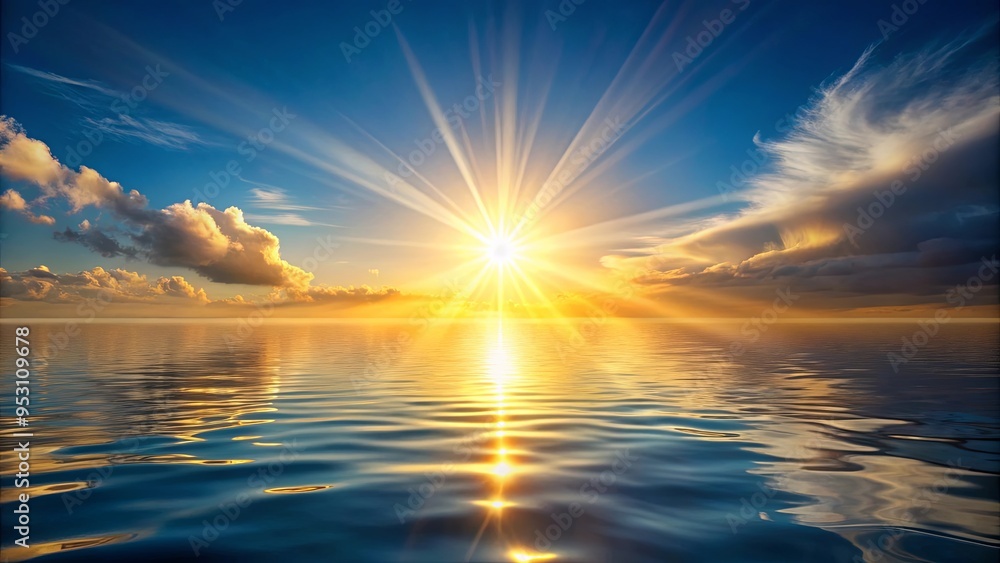 Obraz premium Bright sun reflecting on water surface creating a dazzling display of light