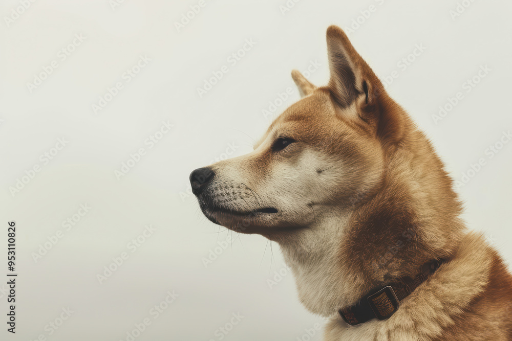 Profile Portrait of Shiba Inu Against Neutral Background Profile Portrait of Shiba Inu Against Neutral Background