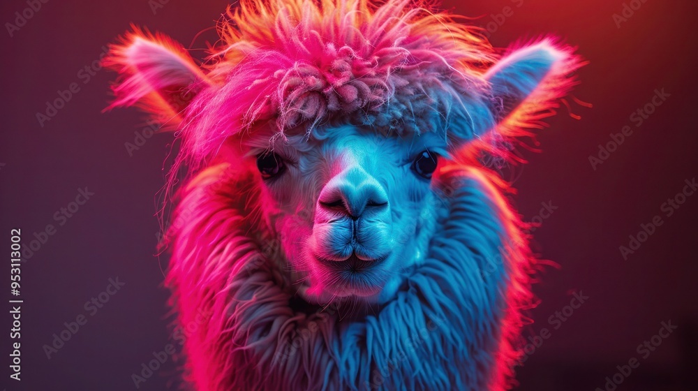 Disheveled Alpaca with Colorful Chaotic Hair Disheveled Alpaca with Colorful Chaotic Hair