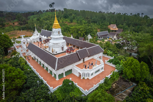 Aerial view of Wat Phra That Chaiyaphum (Phra Maha That Chedi Siri Chaiyaphum), Chaiyaphum, Thailand photo