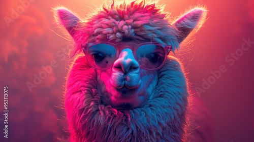 Disheveled Alpaca with Colorful Chaotic Hair