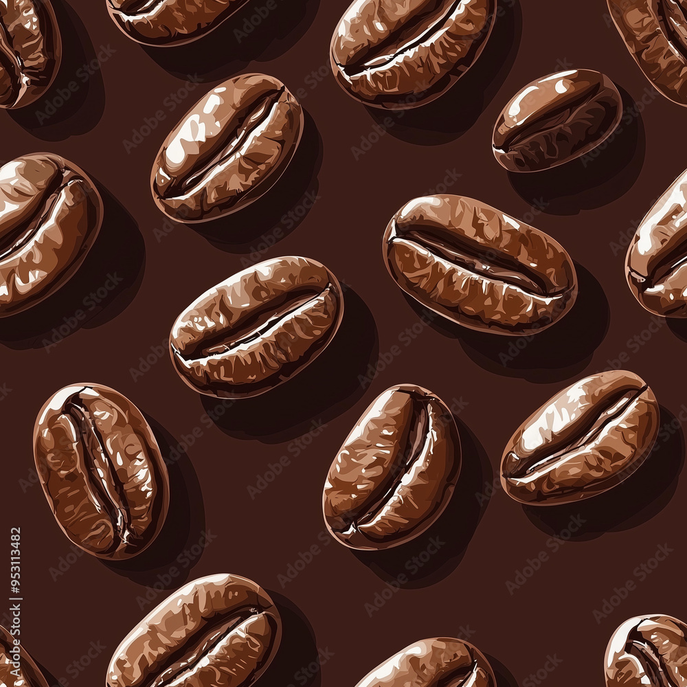 イラスト深煎りコーヒービーンズパターン イラスト深煎りコーヒービーンズパターン