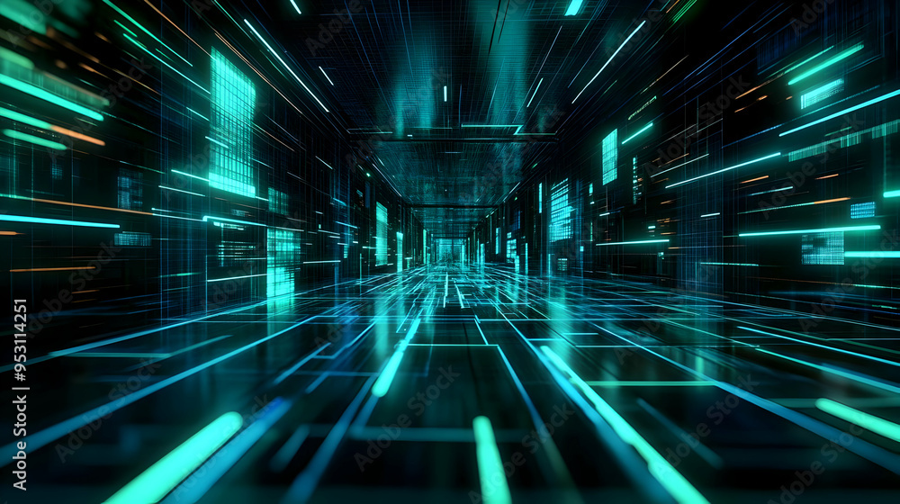 custom made wallpaper toronto digitalAbstract Digital Tunnel with Glowing Neon Lights - Futuristic Cyberspace Background Animation