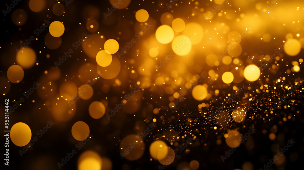 Golden Bokeh Lights Background: Abstract Blurred Glitter Effect Golden Bokeh Lights Background: Abstract Blurred Glitter Effect
