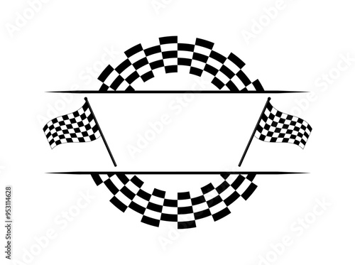 Circle checkerboard race. Checkered circle frame. Race flag. Racing Sport Checkered. Race motorsport concept. Vector illustration