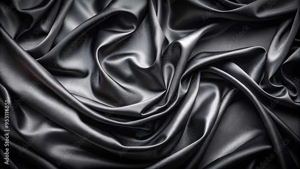 Fototapeta premium Luxurious black fabric background with empty space for text or design