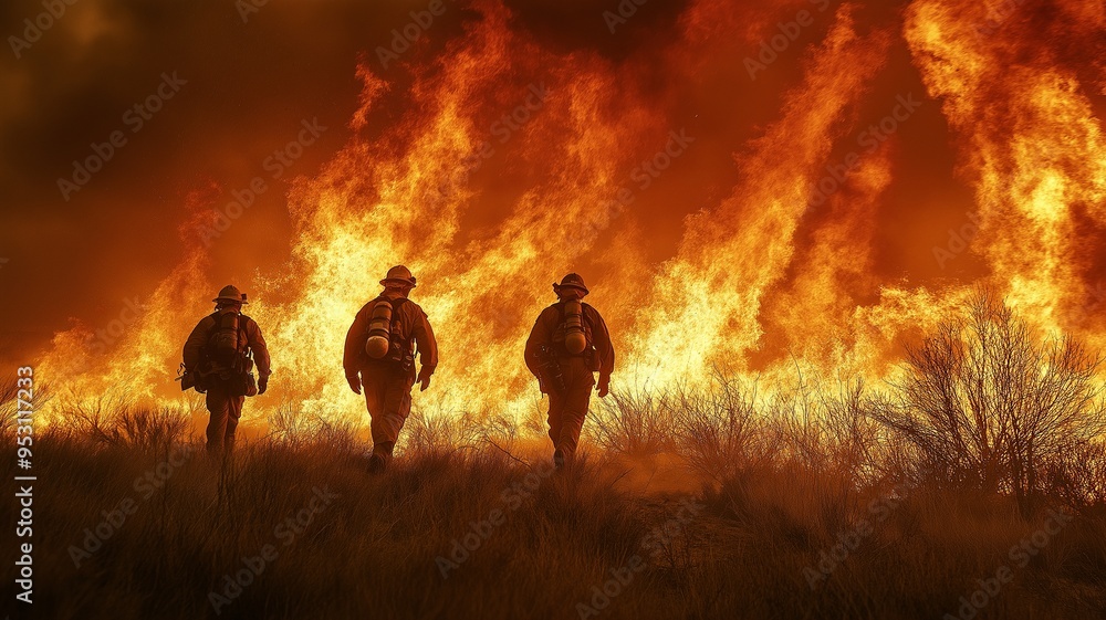 Fototapeta premium The wildfire that firefighters are fighting is