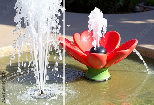 Flora Fountain Integrates a water feature circulating water thro photo