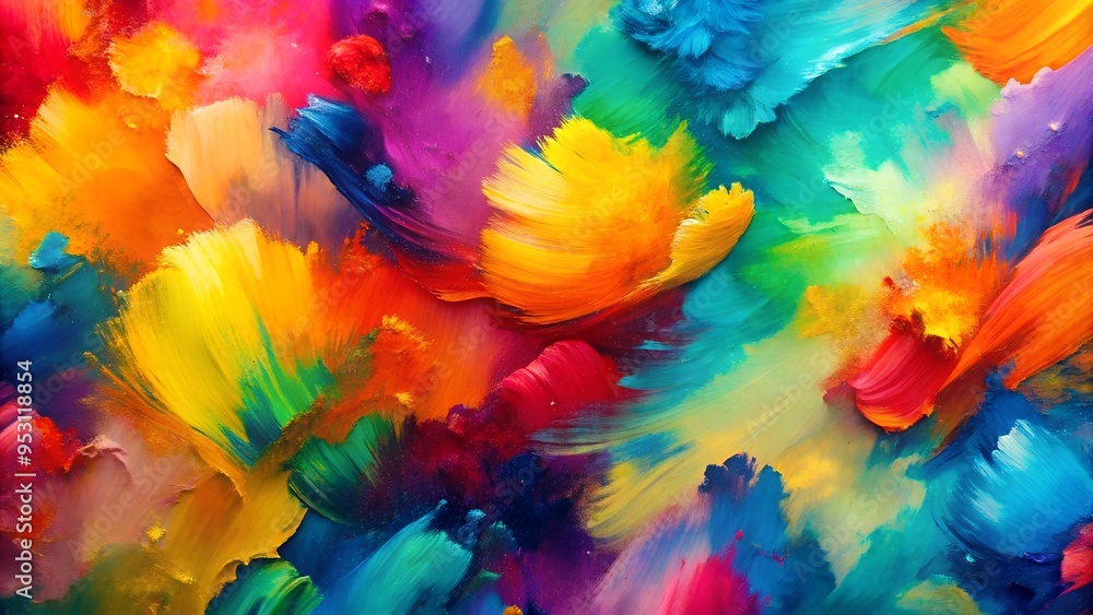 Painterly texture abstract background using bold bright brushstrokes with a contrasting color palette Painterly texture abstract background using bold bright brushstrokes with a contrasting color palette