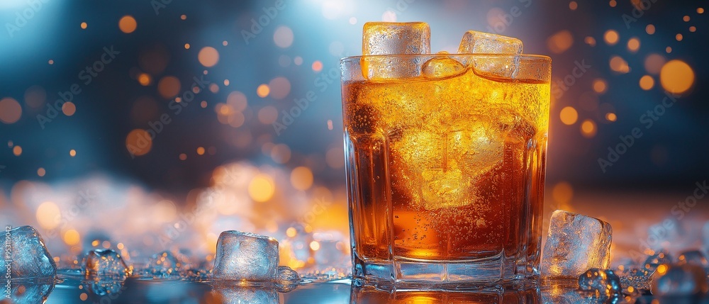 Cubes of ice in a soda glass Cubes of ice in a soda glass