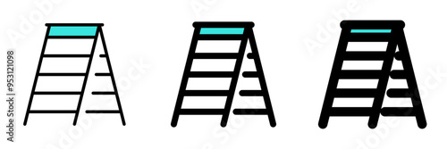 Editable folding ladder, step, stepladder vector icon. Construction, tools, industry. Part of a big icon set family. Perfect for web and app interfaces, presentations, infographics, etc