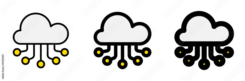 Editable cloud network, computing vector icon. AI technology, artificial intelligence, computer. Part of a big icon set family. Perfect for web and app interfaces, presentations, infographics, etc Editable cloud network, computing vector icon. AI technology, artificial intelligence, computer. Part of a big icon set family. Perfect for web and app interfaces, presentations, infographics, etc