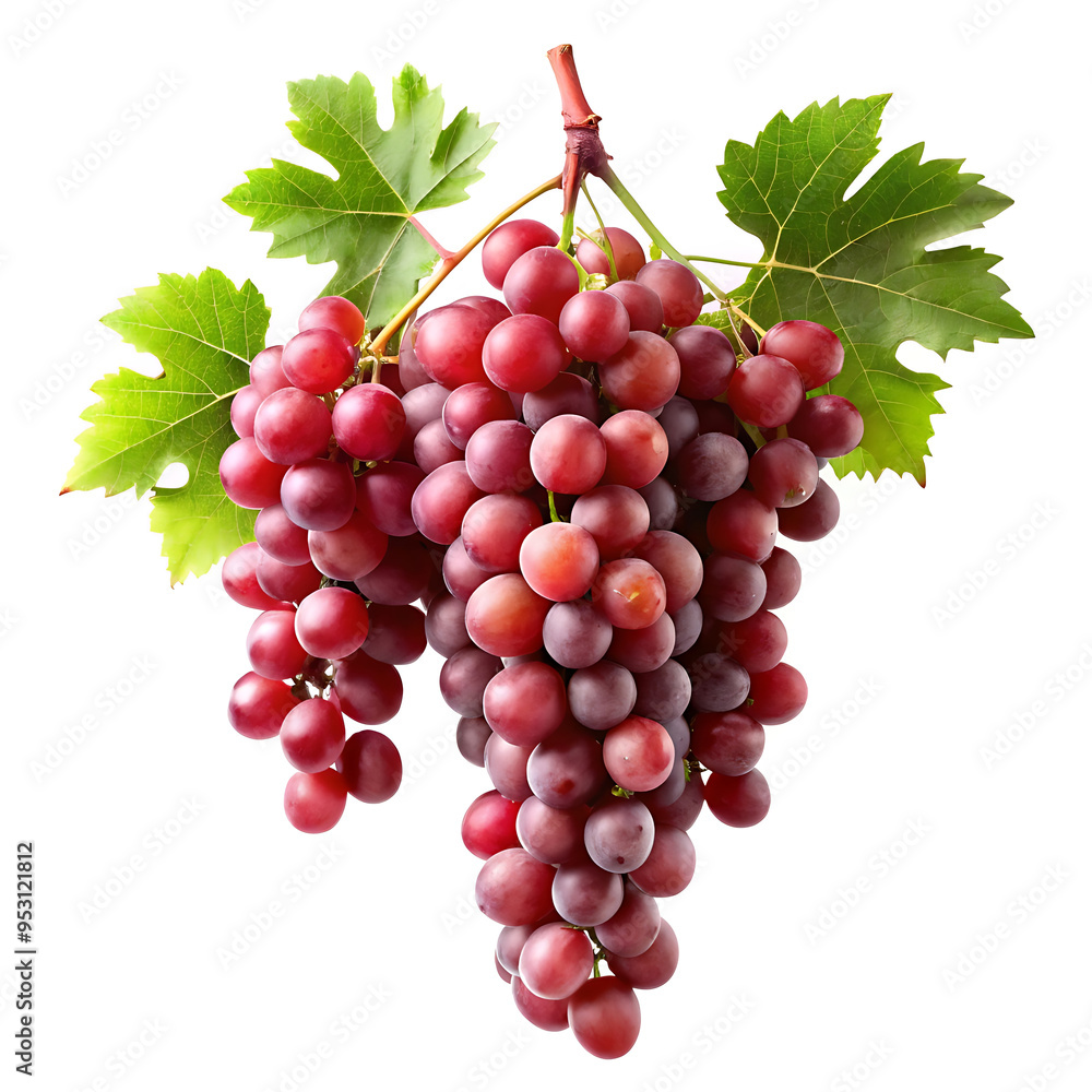 Obraz premium hanging branch red grapes isolated on a white background