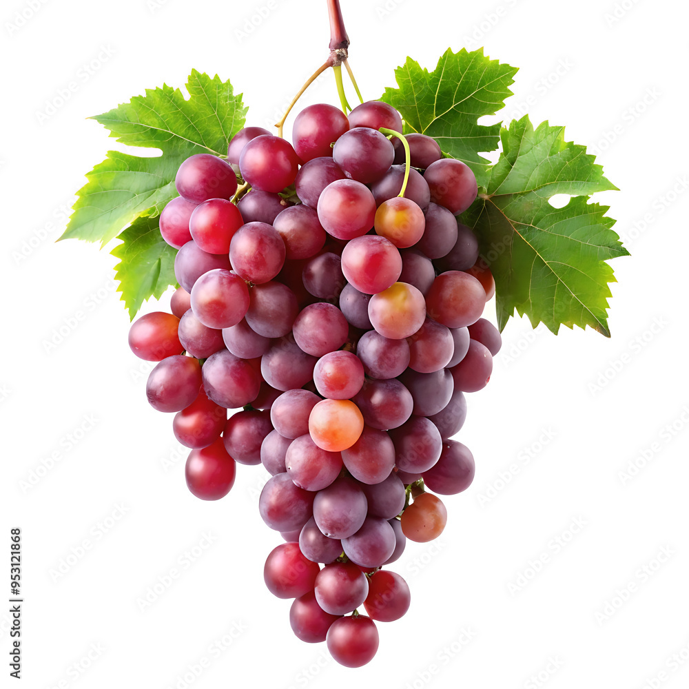 Fototapeta premium hanging branch red grapes isolated on a white background