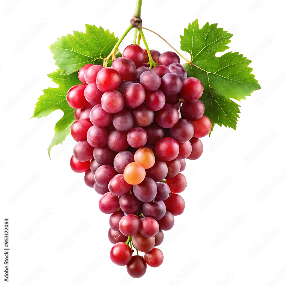 Fototapeta premium hanging branch red grapes isolated on a white background