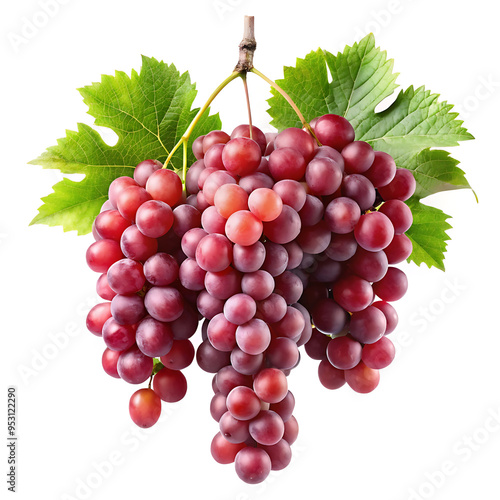 hanging branch red grapes isolated on a white background