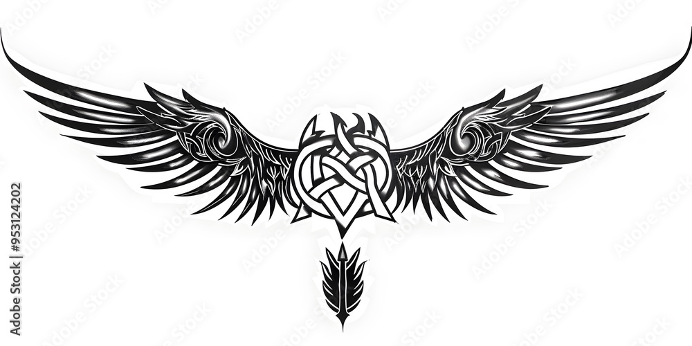 Obraz premium Winged Arrow very simple traditional tattoo flash styles illustration