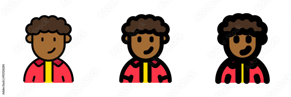 Editable person with curly hair avatar vector icon. User, profile, identity, persona. Part of a big icon set family. Perfect for web and app interfaces, presentations, infographics, etc Editable person with curly hair avatar vector icon. User, profile, identity, persona. Part of a big icon set family. Perfect for web and app interfaces, presentations, infographics, etc