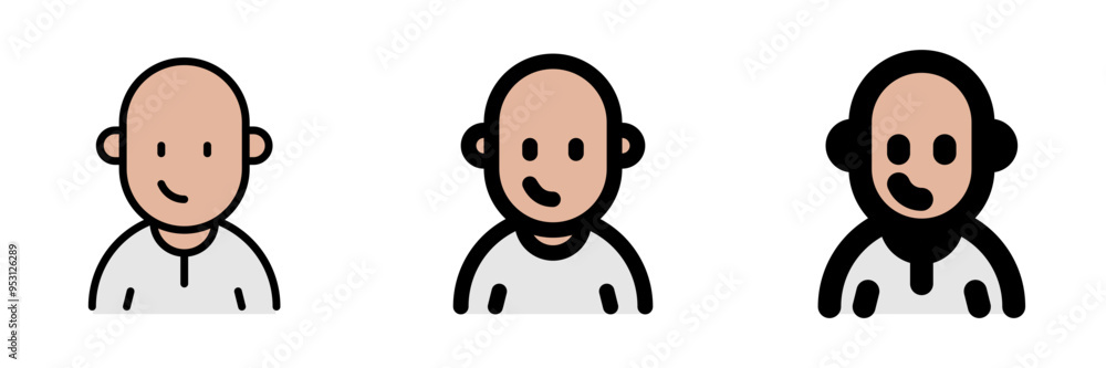 Editable person with clean shaved bald head avatar vector icon. User, profile, identity, persona. Part of a big icon set family. Perfect for web and app interfaces, presentations, infographics, etc Editable person with clean shaved bald head avatar vector icon. User, profile, identity, persona. Part of a big icon set family. Perfect for web and app interfaces, presentations, infographics, etc