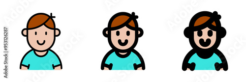 Editable person boy wearing t-shirt avatar vector icon. User, profile, identity, persona. Part of a big icon set family. Perfect for web and app interfaces, presentations, infographics, etc