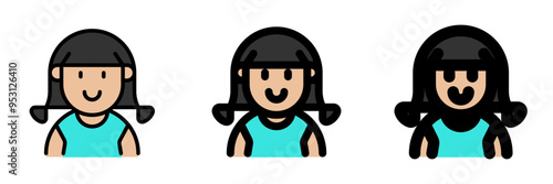 Editable girl with ponytail hair avatar vector icon. User, profile, identity, persona. Part of a big icon set family. Perfect for web and app interfaces, presentations, infographics, etc