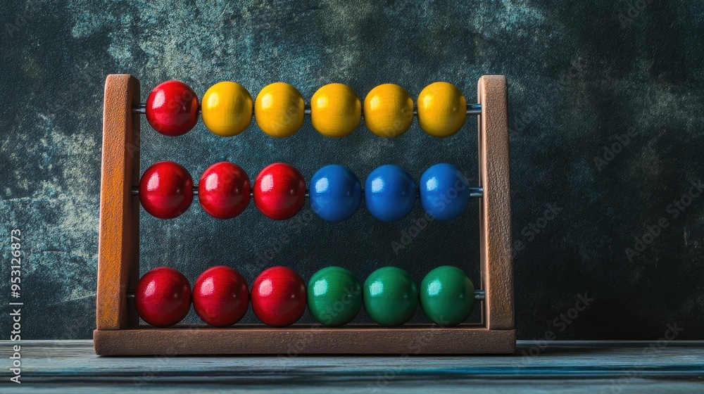 A colorful abacus with beads partially moved, leaving space for text on the side or top. Educational and fun. A colorful abacus with beads partially moved, leaving space for text on the side or top. Educational and fun.