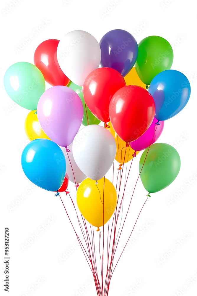 A vibrant collection of colorful balloons in various shades including red, pink, yellow, blue, and orange, floating against a white background. A vibrant collection of colorful balloons in various shades including red, pink, yellow, blue, and orange, floating against a white background.