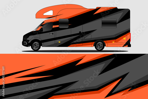 vector illustration background for campervan and car and motorbike package abstract car