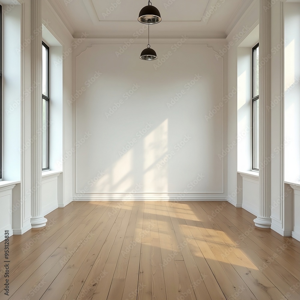 Obraz premium white and wooden empty office hall