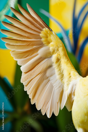 Stunning Upscaled Image of a Canary Bird’s Wing with Enhanced Vibrant Details