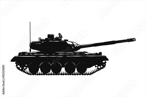 Modern heavy tank military tank silhouette isolated on white background