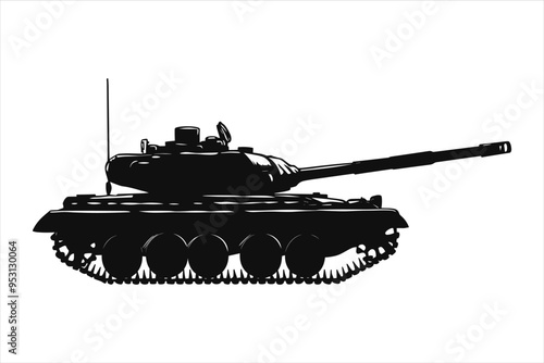 Modern heavy tank military tank silhouette isolated on white background