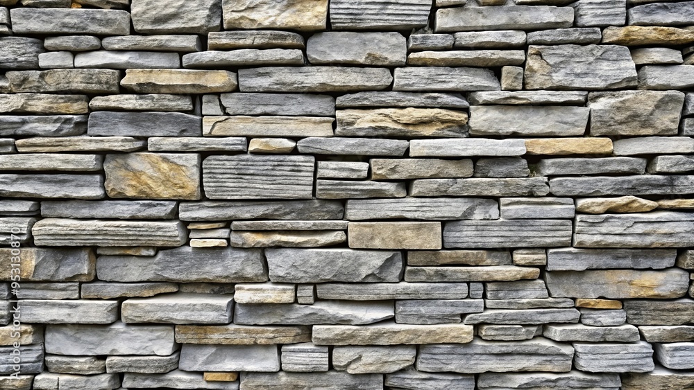Obraz premium Close-up shot of a textured gray stone wall, perfect for backgrounds and design elements