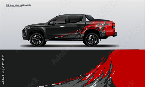 Car decal company wrap design vector black. Graphic background designs van, bus, truck