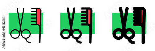 Editable scissors and comb vector icon. Barbershop, lifestyle, grooming. Part of a big icon set family. Perfect for web and app interfaces, presentations, infographics, etc