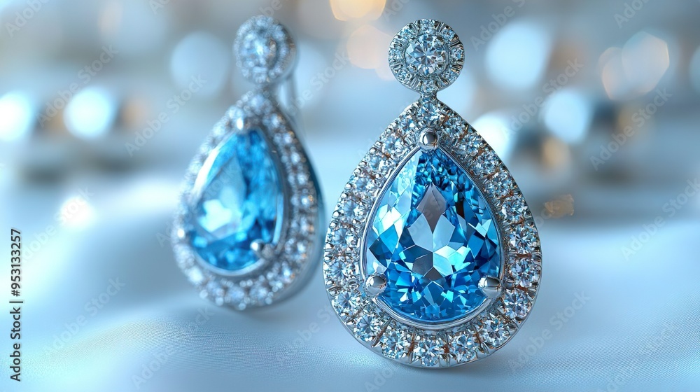 Jewelry, Proposal and Holiday Gift. Fancy Design of a Earrings in Platinum with Diamonds and Aquamarines. Platinum with Round Brilliant Diamonds and Pear Shaped Aquamarines. Jewelry, Proposal and Holiday Gift. Fancy Design of a Earrings in Platinum with Diamonds and Aquamarines. Platinum with Round Brilliant Diamonds and Pear Shaped Aquamarines.