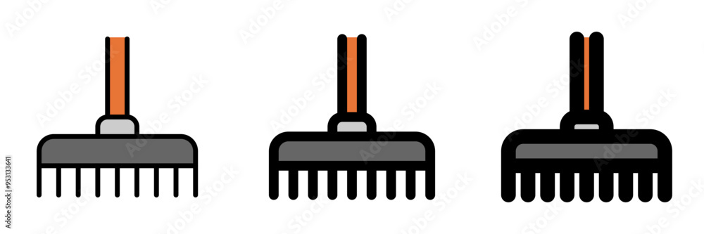Editable rake vector icon. Gardening, landscaping, horticulture. Part of a big icon set family. Perfect for web and app interfaces, presentations, infographics, etc Editable rake vector icon. Gardening, landscaping, horticulture. Part of a big icon set family. Perfect for web and app interfaces, presentations, infographics, etc