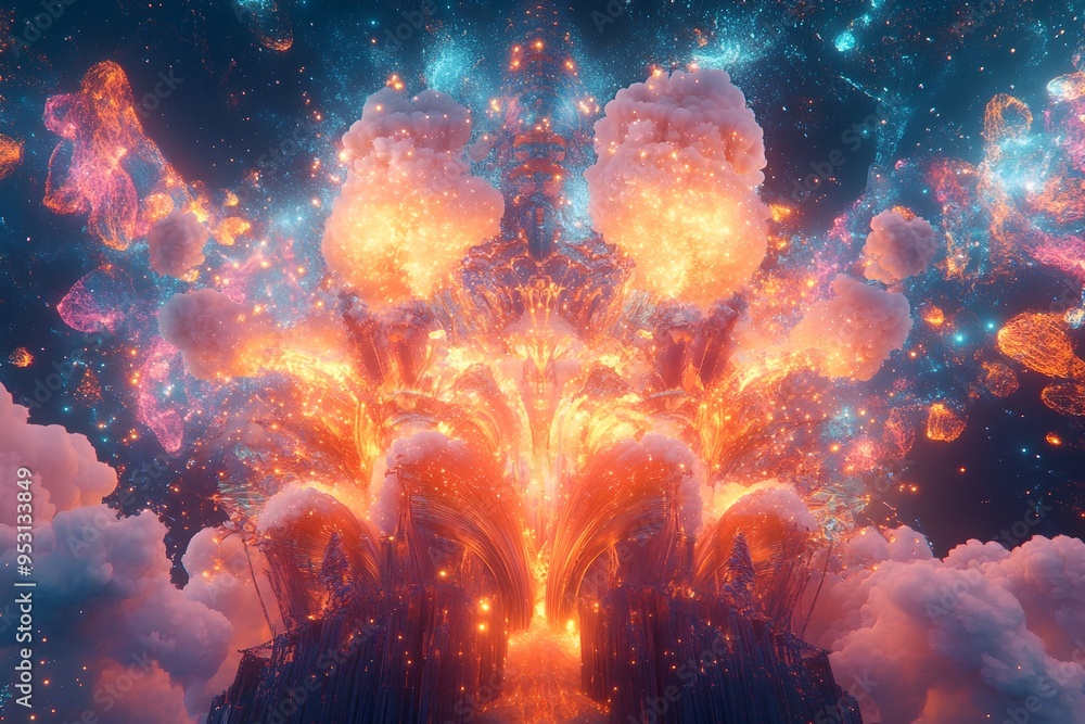 Colossal Cosmic Phenomenon in Surreal Celestial Landscape Colossal Cosmic Phenomenon in Surreal Celestial Landscape