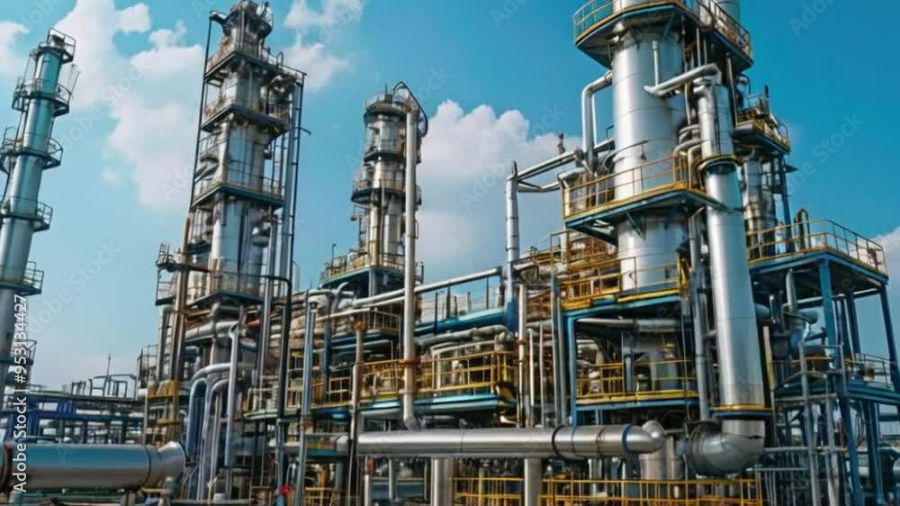 Process area structure , piping , engineering equipment in petroleum refinery plant , Video for technology and Oil and gas industrial concept
Process area structure , piping , engineering equipment in petroleum refinery plant , Video for technology and Oil and gas industrial concept