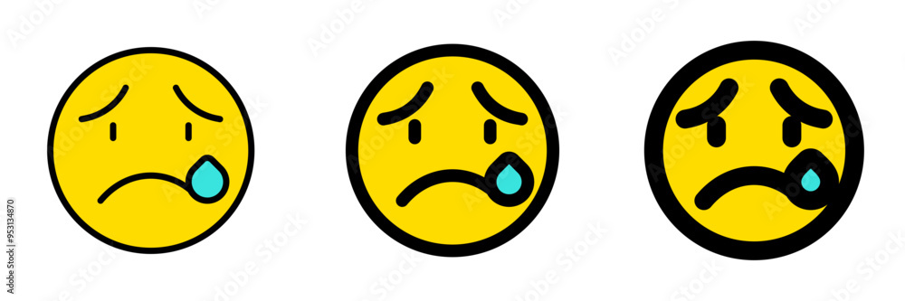 Fototapeta premium Editable crying, sad tears expression emoticon vector icon. Part of a big icon set family. Part of a big icon set family. Perfect for web and app interfaces, presentations, infographics, etc