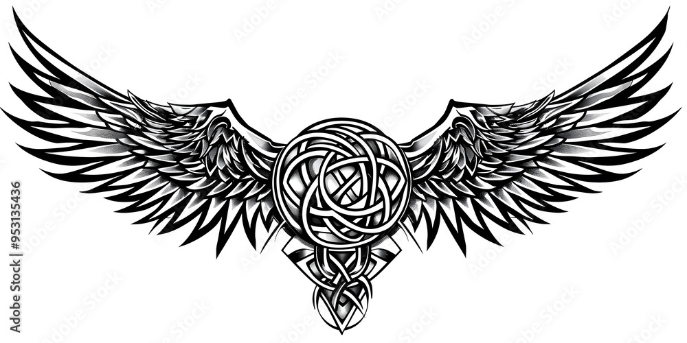Fototapeta premium Winged Wheel very simple traditional tattoo flash styles illustration