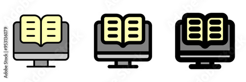 Editable e-book, digital library vector icon. Online learning, course, tutorial. Part of a big icon set family. Perfect for web and app interfaces, presentations, infographics, etc